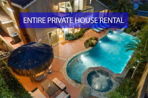 Entire Private 4-BR w Pool, Hot Tub, King Bed, Garage, Available Now