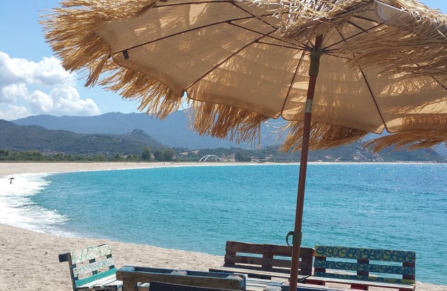 Flat by the seaside, large view on the Sagone bay, beach 6 minutes walking