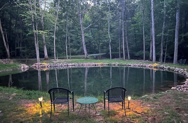 GETAWAY! Peaceful Lodge 20 acres of private land, Trout Pond, stream on site