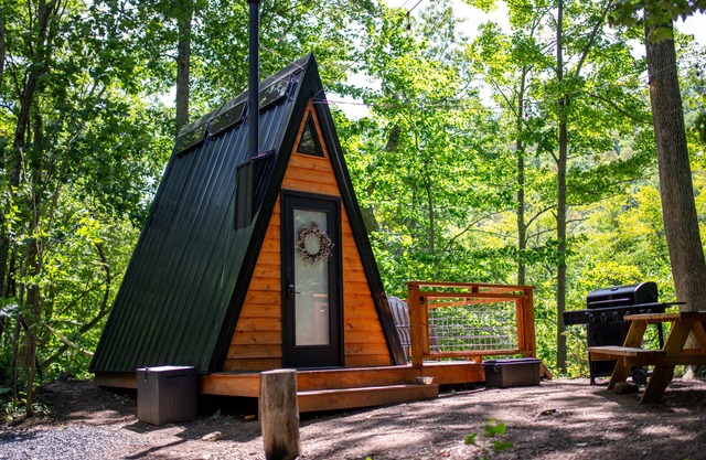 Glamping in a Creekside Aframe