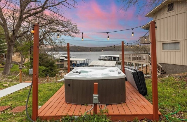 Grand Glaize Views Hot Tub Dock Firepit