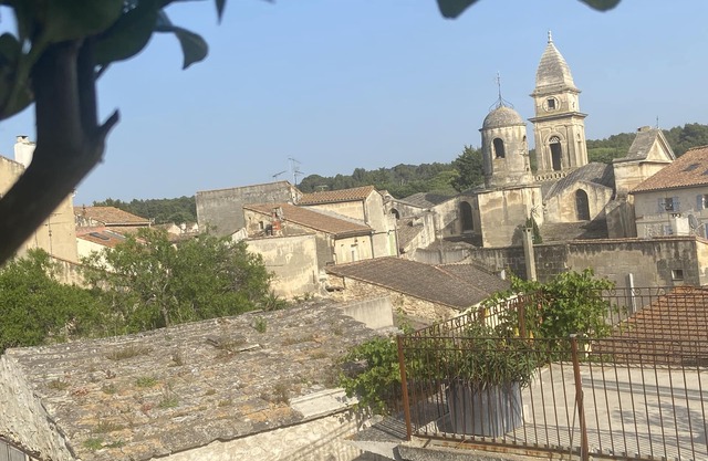 Light-filled loft house, former oil mill, dominant view, wooded terraces.
