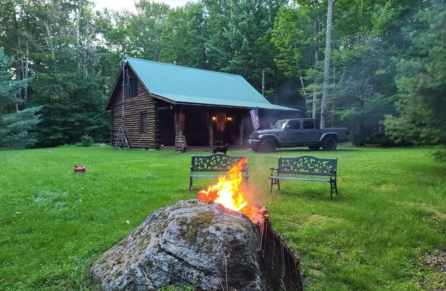 Log cabin in the woods of Claryville, NY.
