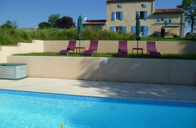 Old farmhouse in open country with stunning views and private pool
