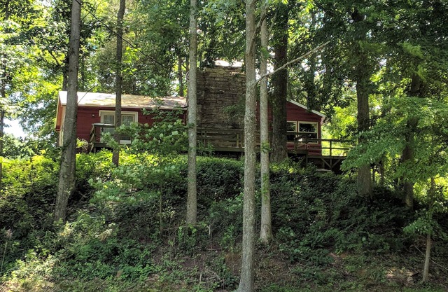 Our creekside cabin is nestled deep in the country on a secluded lane.