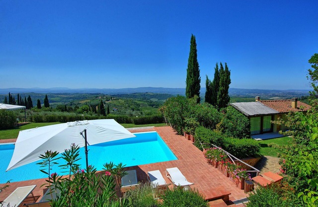 Private Villa with WIFI, A/C, pool, TV, balcony, panoramic view, parking, close to Greve In Chianti