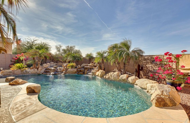 Resort style backyard w/private heated pool & spa