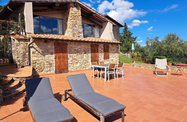 Romantic Barn with private terrace. External shared spaces: pool, garden, bbqn