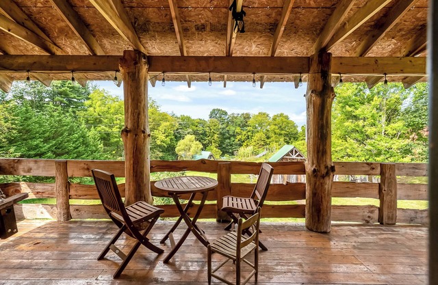 Rustic log cabin with modern comforts, scenic views, and cozy spaces for the perfect getaway.