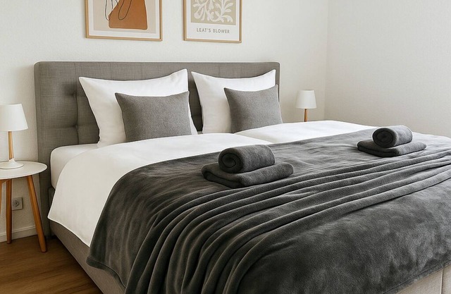 Scandi Studio with balcony I 15 min Düsseldorf fair & airport