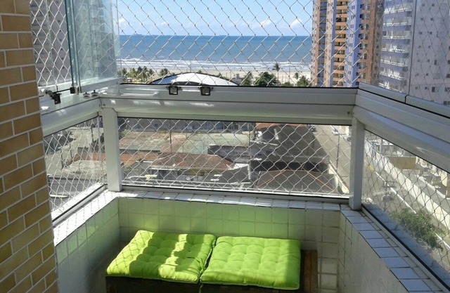 Sea-view apartment with pool/barbecue on balcony-WiFi-PRAIA GRANDE-AVIAÇÃO