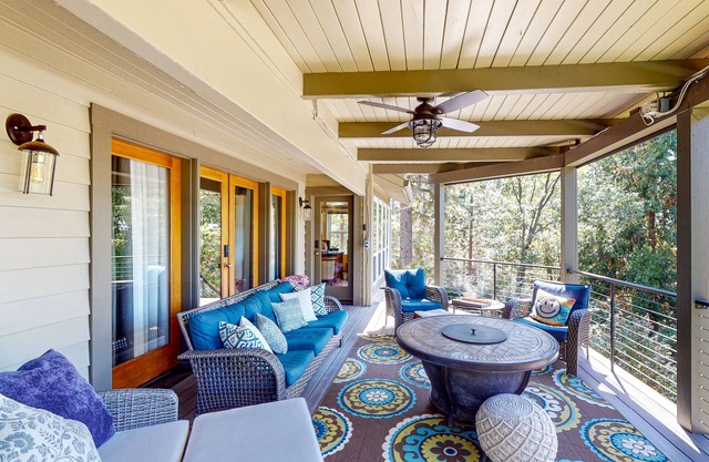 Serene retreat with pool, hot tub, basketball court, wood fireplace, & gas grill