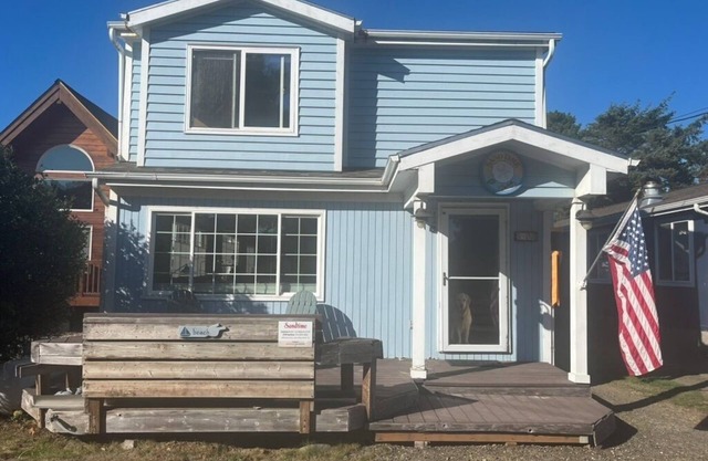 The Oregon beach cabin is a couple of minutes from a quiet beach.