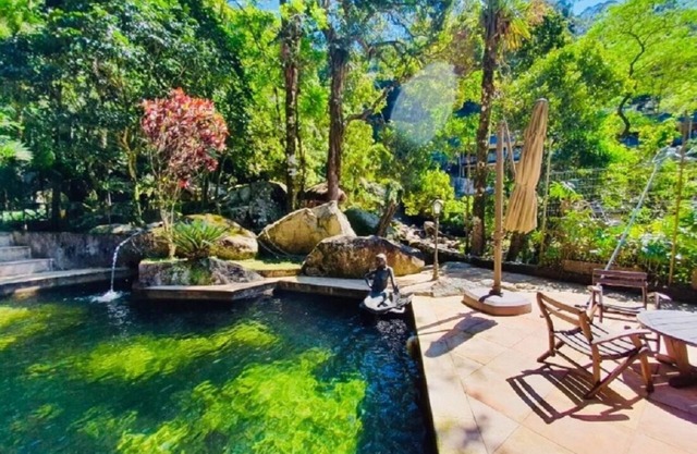 Village where a river flows