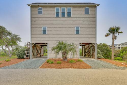Walk to Surf City Beach Ocean-View Home with Decks!