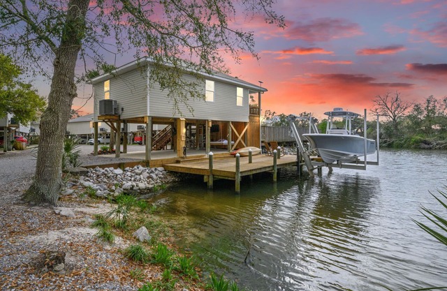 Waterfront on Bon Secour minutes from Gulf Shores Beach Scenic Watercolor Sunset