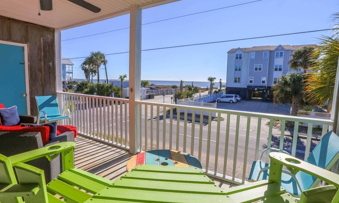 Folly Beach Condo | 1 min to Beach. Relax & Watch the Sunrise, Beach & Crashing Waves from Our Covered Balcony!