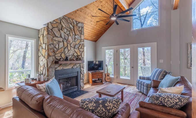 Tuckasegee Cabin | 3BR Lakefront w/Dock, Hot Tub, Game Room + EV