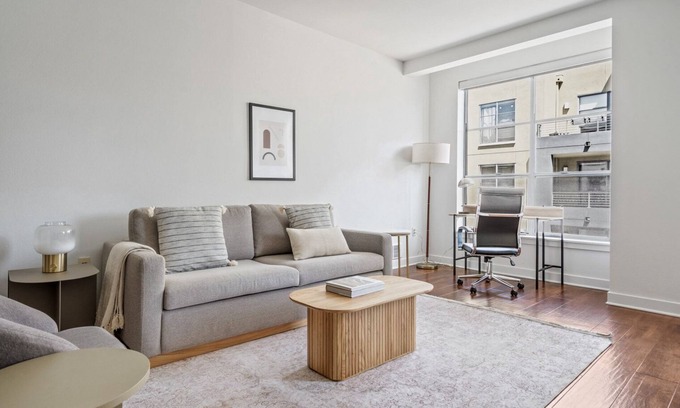 South of Market Apartment | Airy Mission Bay 2BR w/Gym & W/D, walk to Caltrain & Muni, by Blueground