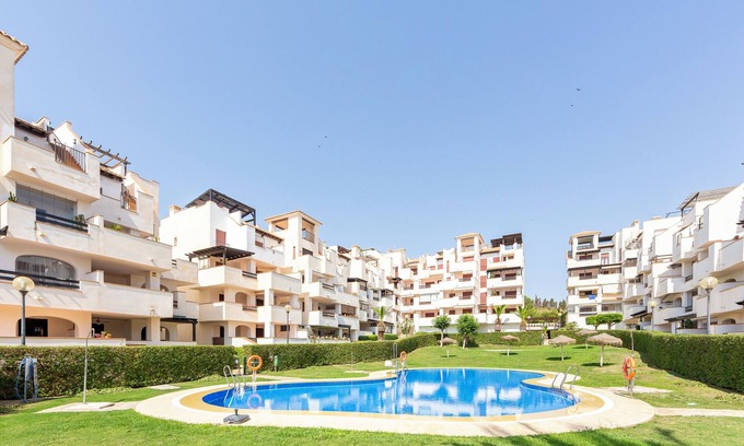 Vera Beach Apartment | Apartment 'Incredible Playazo Vera' with Shared Pool, Private Terrace and Air Conditioning.