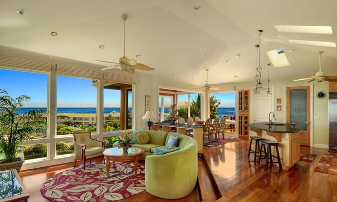 Poipu House | As Seen on TV, Luxe Oceanview Villa, ACs, Heated Pool, Walk to Beaches