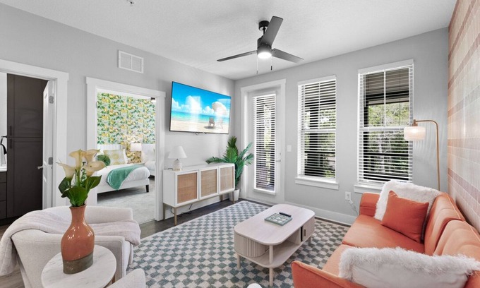 Deerwood Apartment | Beachy Bliss: Elegant 2BR/2BA with Pool & Gym