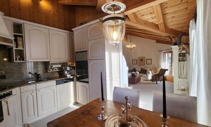 Klosters-Serneus Apartment | Bijou attic flat in chalet with sauna and whirlpool