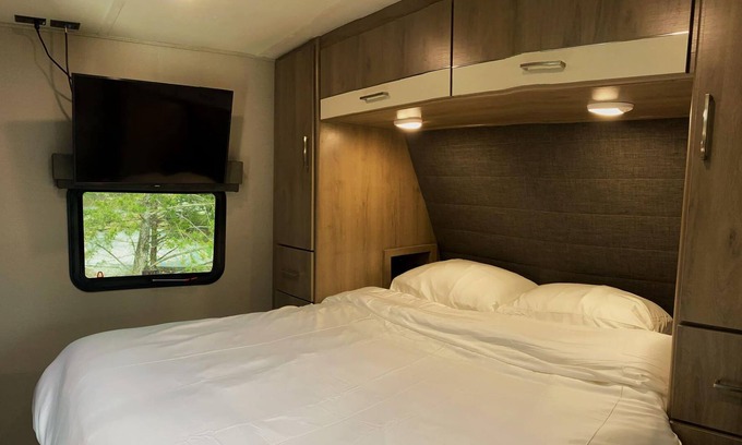 Peculiar House | Camping Adventure in new RV, Patio,Fire pit & BBQ Grill