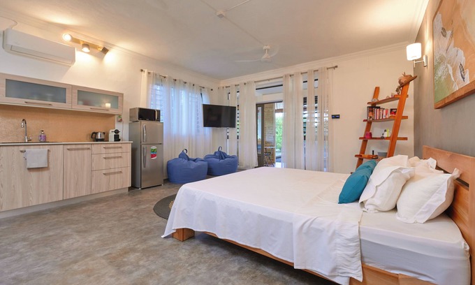 Pointe Aux Sables Apartment | Charming 1 bedroom studio sea front and huge creole garden with AC, WiFi
