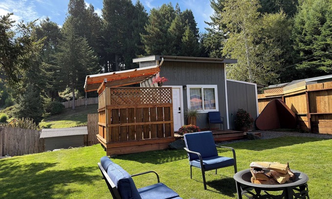 Freshwater Apartment | Charming Tiny House with Hot Tub and big fenced yard! Private location!