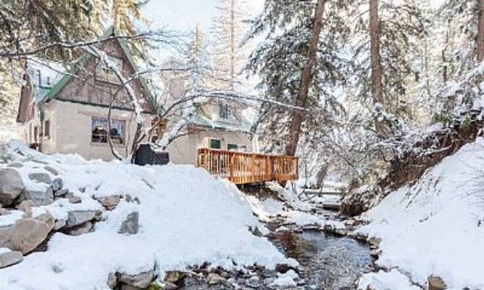 Sundance Cottage | Cottage On The Stream Sundance, Utah Hot tub Sunny kitchen Decks Wood stove Mountain Cabins Utah
