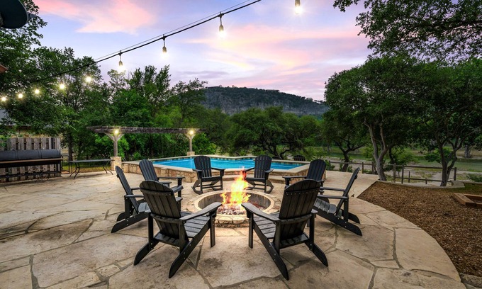 Concan House | Directly ON THE Frio river, with a private pool and room for up to 37!