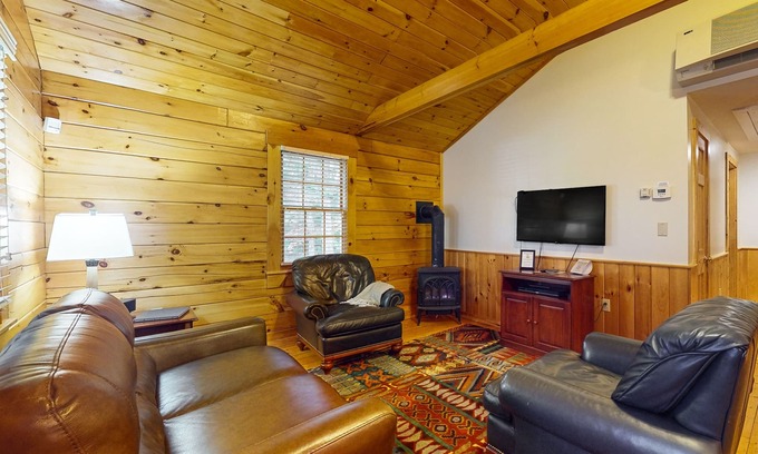 Northport Cabin | Dog-friendly cabin with wooded views, fireplace, AC near outdoor recreation