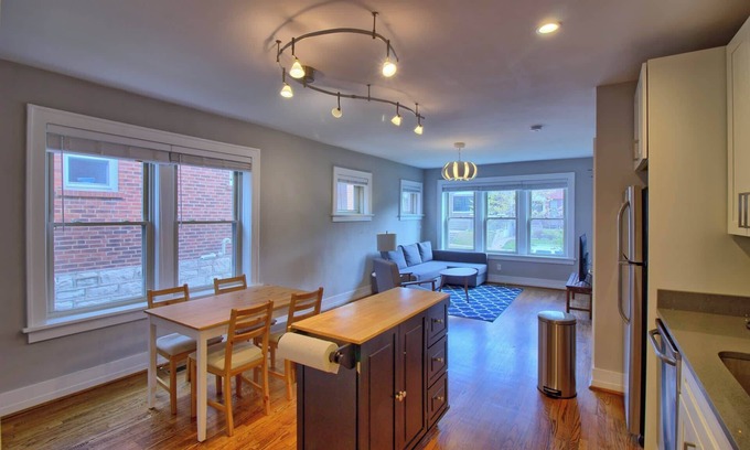 St. Louis Apartment | Elegant Minimalist Gem w/Private backyard, W/D