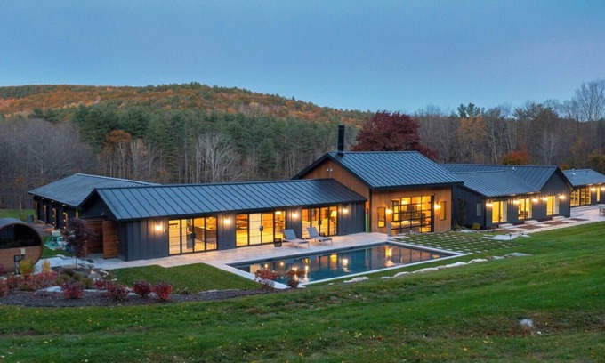 West Stockbridge House | Expansive Rustic and Modern Berkshires Estate on 66 Acres, Mountain Views,.