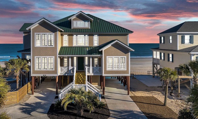 Inlet Harbour House | Fall availability! Gated community, oceanfront, pool, spa, firepit, elevator!