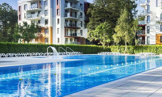 Kolobrzeg Apartment | Fe/Wo 350 m from the wide beach. Swimming pool, sauna, fitness, beautiful surroundings,
