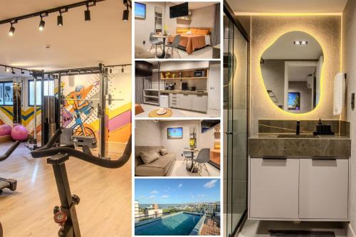 Jardim Oceania Apartment | Flat a 50m da praia, com cozinha, estacionamento, recepção 24h, academia, lavanderia, Wi-Fi, Rooftop com piscina, churrasqueira e vista incrível
