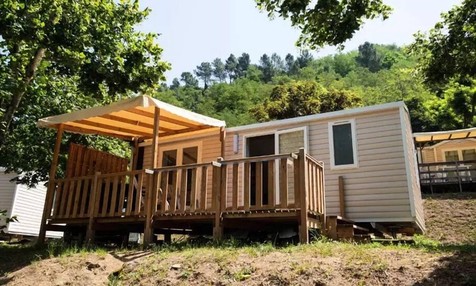 Les Ollieres-sur-Eyrieux House | Flower Camping Mas de Champel * - Mobile-Home 30m2 - Comfort - 2 bedrooms - Terrace semi-covered - TV - Clim 5 persons
