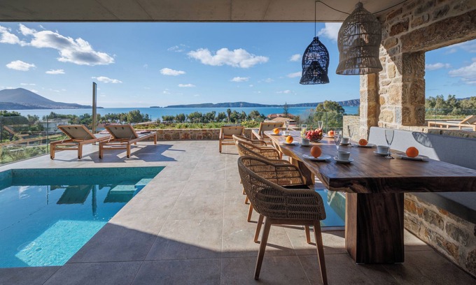 Gialova Villa | Gialova SUNSET VILLA with Seaview and Private Pool and 3 Bedrooms