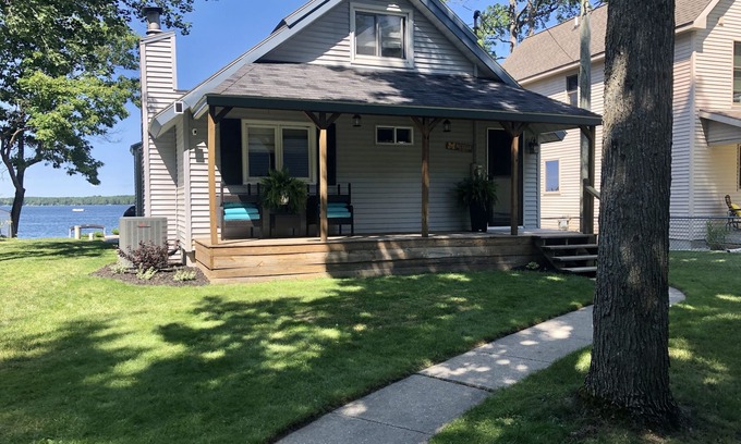 Kalkaska Cottage | Great lakefront property on Manistee Lake with recently remodeled patio area.