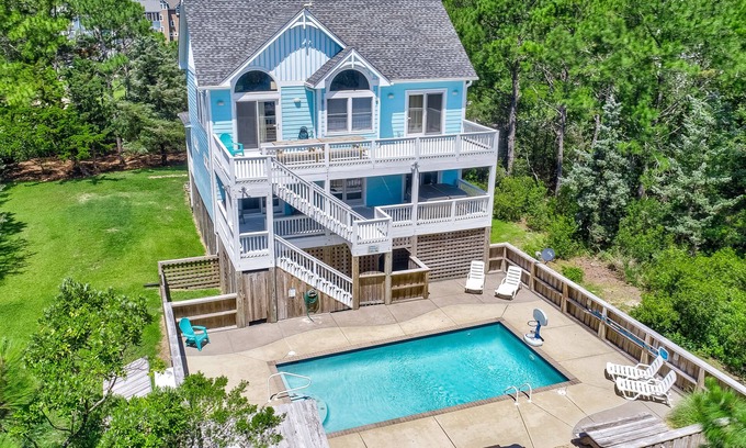Wind Over Waves House | Incredible two-story home with private pool, hot tub, & game room