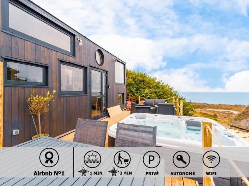 Trevou-Treguignec Ski Chalet | Jacuzzi Tiny-House face mer Evasion sur la falaise