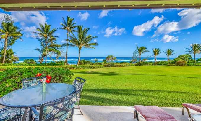 Lihue Condo | Kaha Lani Resort #119, Oceanfront, Steps to Beach, Free Wifi and Parking