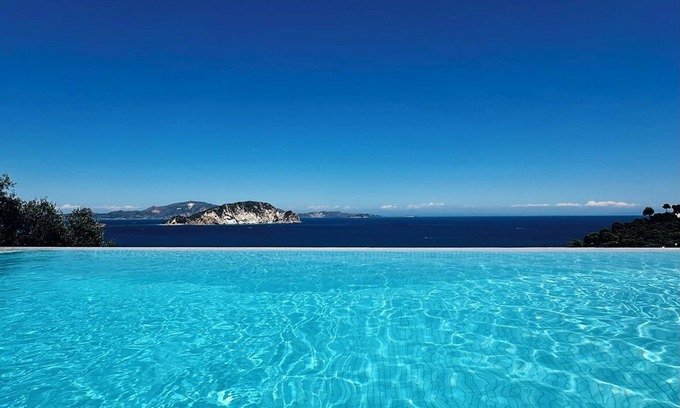 Marathias Villa | Kurma Blue, villa with infinity pool and stunning sea view