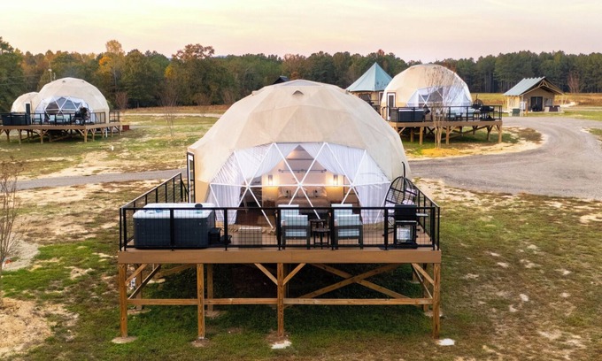 Coosa Resort | Lake Front Geodesic Dome: Hot Tub, TV, & Lake Views