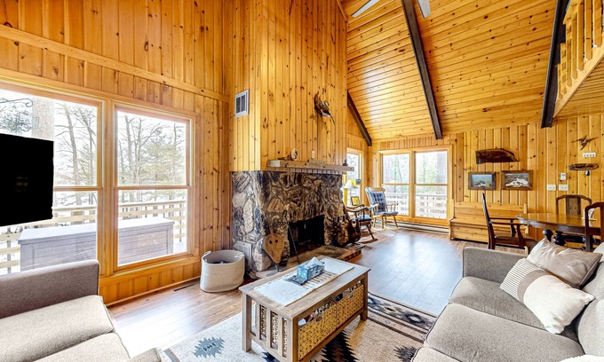 Lac du Flambeau Cottage | Lakefront dog-friendly retreat with sauna, dock, canoe, paddle board, & firepit