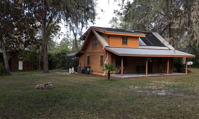 Hawthorne House | Lakefront Log Home, Screened Heated Pool, & Recreation House