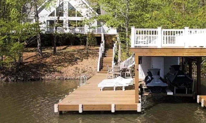 Macon House | Lakefront Retreat with Hot Tub, 2 Docks, Panoramic Views, Firepit, SUP & Kayaks