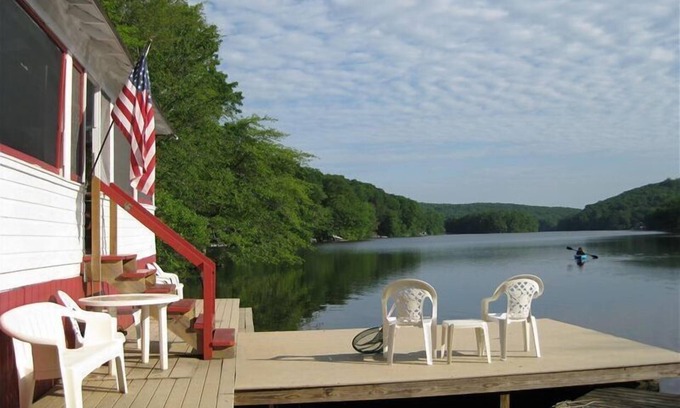 Ledyard Cottage | Lakeside cottage ON the water with beautiful views up the lake!